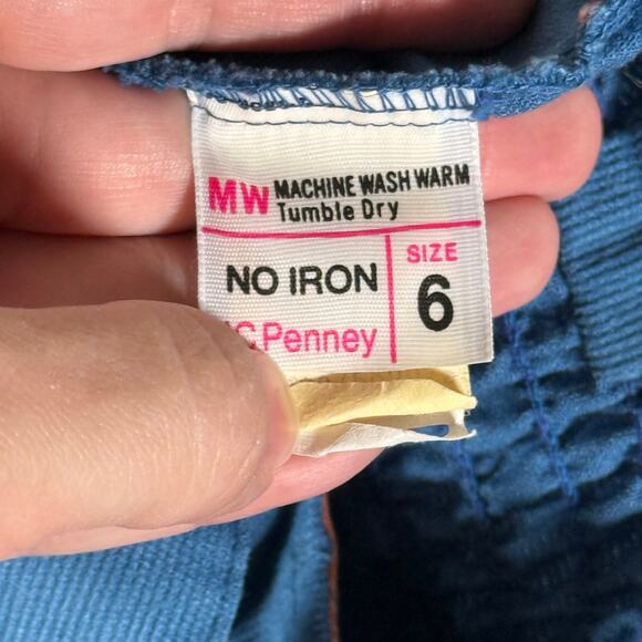 JCPenney VTG Girl's 6 Cotton Blend No Iron Corduroy Jumper Dress Plaid Trim READ - Picture 9 of 10